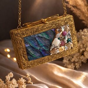 Elegant Gold and Multicolor Clutch